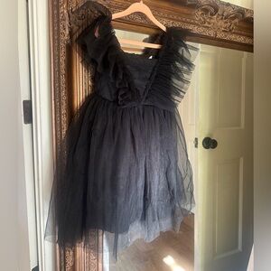 H&M Girls 7 Black Tulle Ruffled Dress